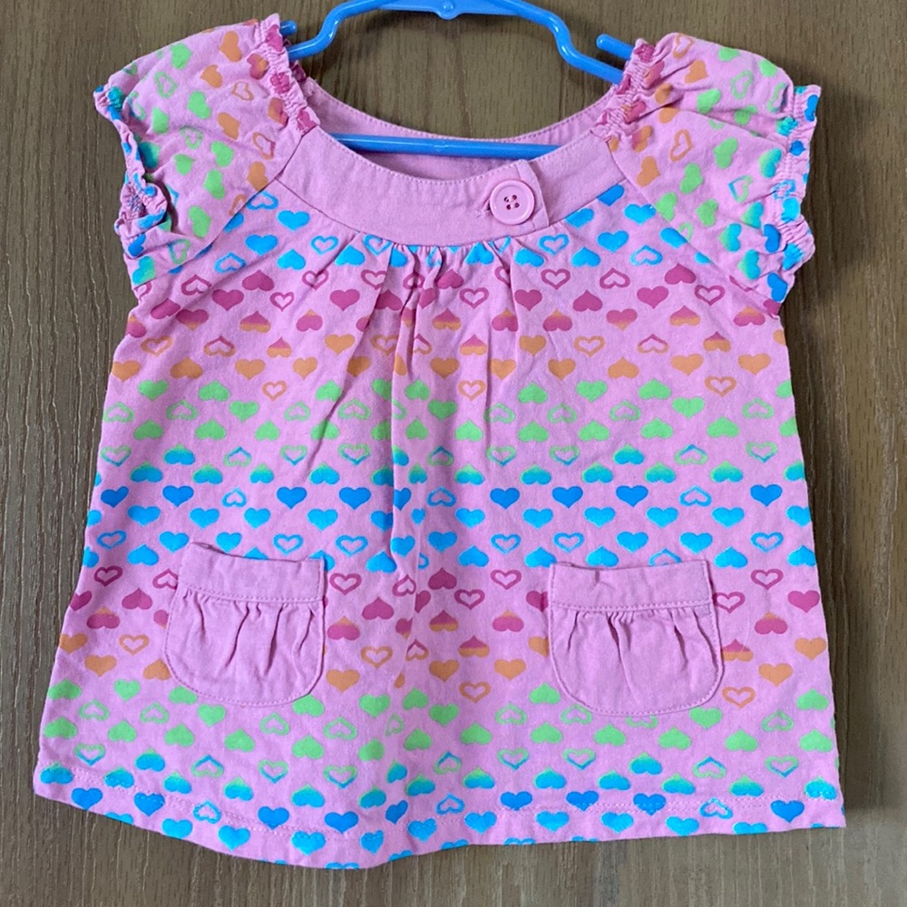 Peanut & Ollie Size 3T Short Sleeve Pink Heart Shirt